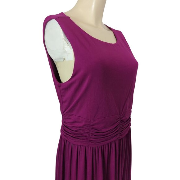 Soft Surroundings Sleeveless Magenta Maxi pullover Ruched Waist Dress size L - Picture 7 of 16